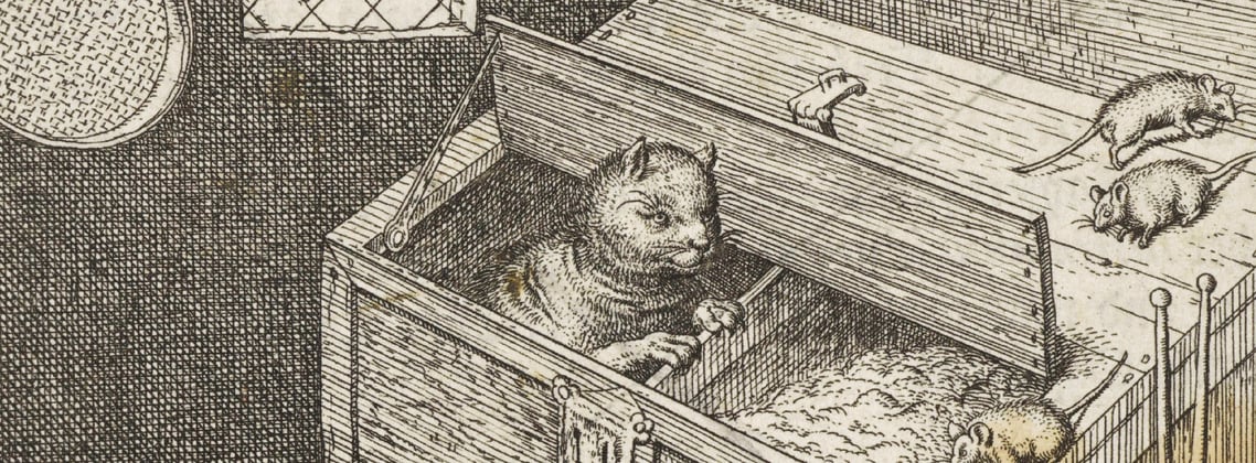 An old drawing of a cat.