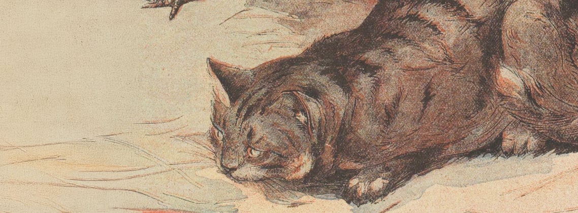 A historic painting of a siberian cat.