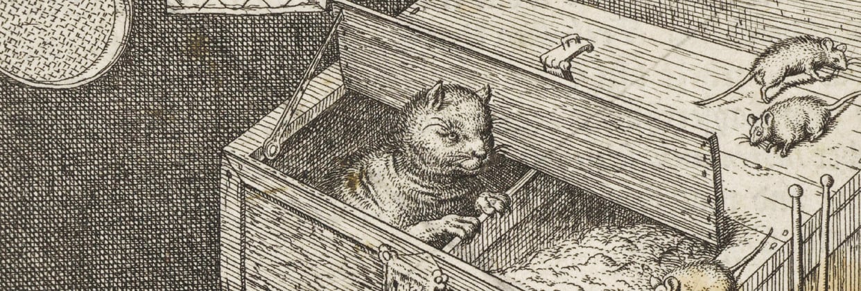 An old drawing of a cat.