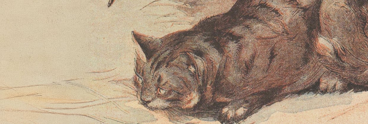 A historic painting of a siberian cat.