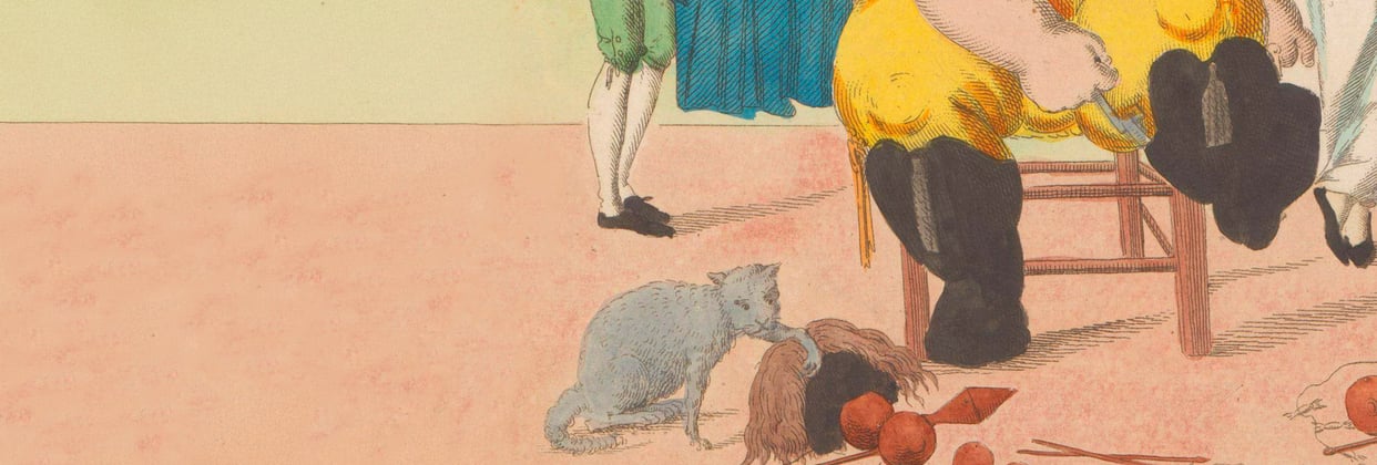 A historic painting of a russian blue cat.