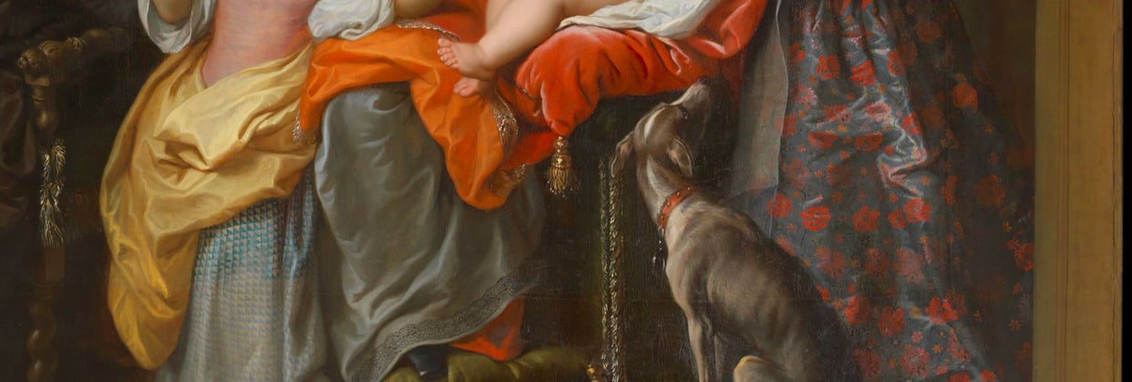 An old painting of a puppy whippet.