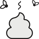 Illustration of a grey poop with two flies hovering