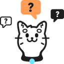 A graphic of a cat reading a book 