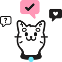 An illustration of a dog with text bubbles