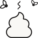 Illustration of a white poop with two flies hovering