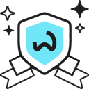 A shield with a paw print on it and a ribbon