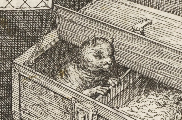 An old drawing of a cat.